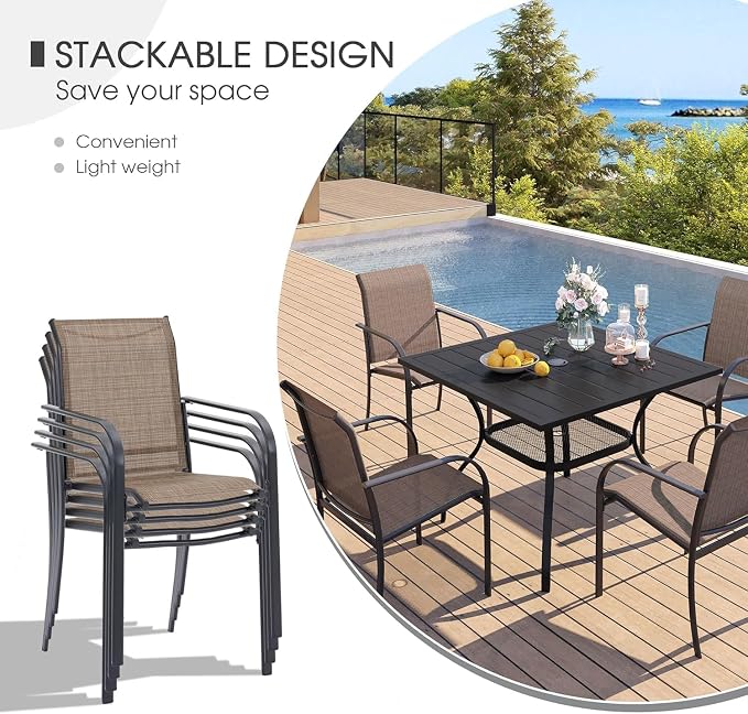 VICLLAX 5 Pieces Patio Dining Set, Outdoor Furniture Set Includes 37.8" Square - Image 2