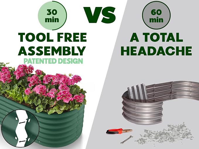 9-in-1 Galvanized Steel Raised Garden Bed // 8×2×1.5 ft Modular Planter - Image 6