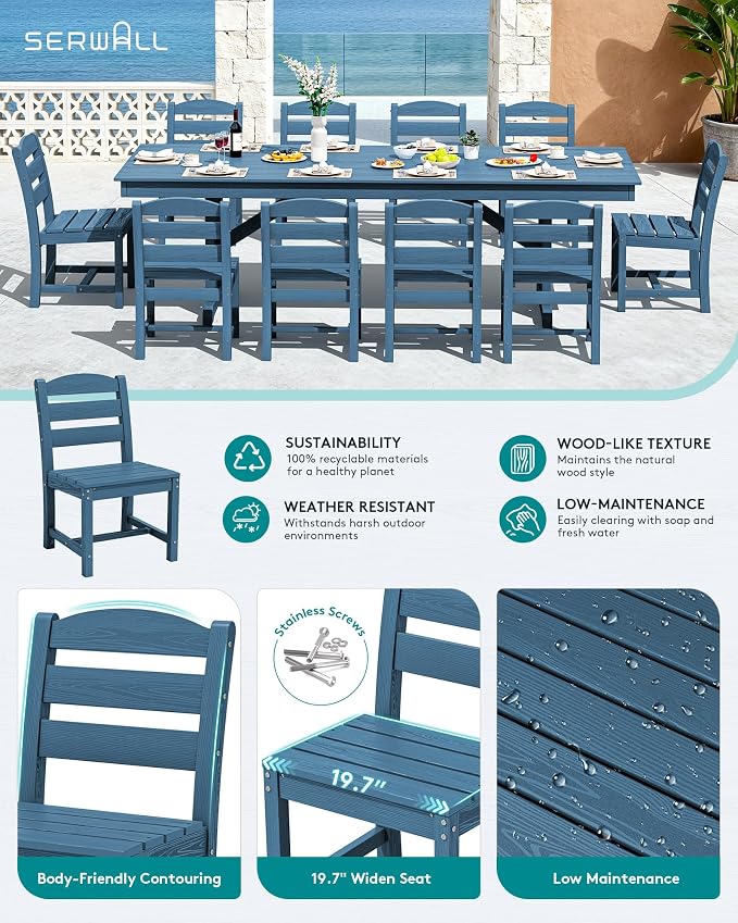 SERWALL 11 Piece Outdoor Dining Set - Image 4