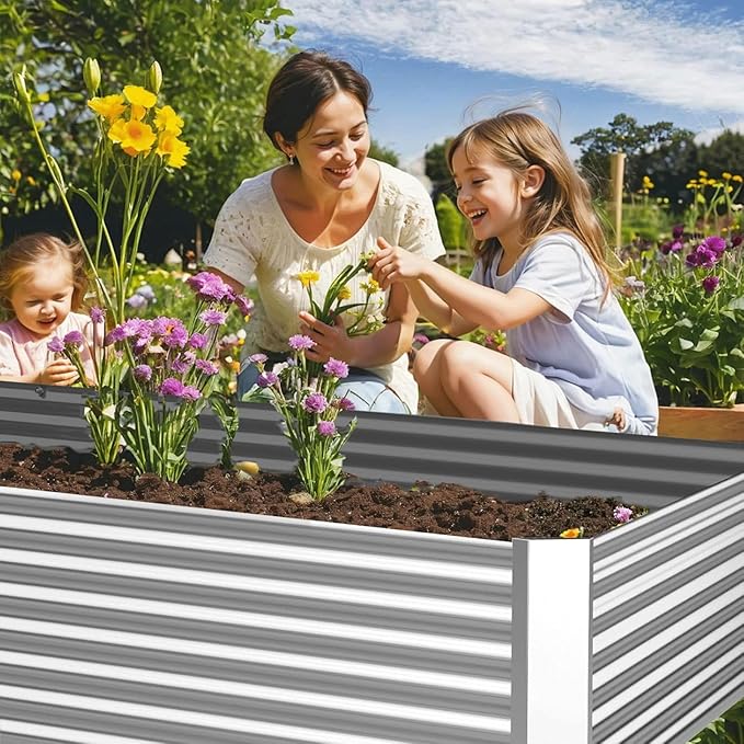3 Pack 6x3FT Corrugated Galvanized Steel Raised Garden Bed Outdoor, Metal Above - Image 3