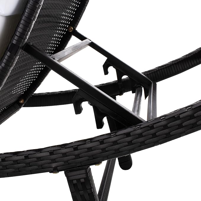 SAFAVIEH Outdoor Collection Colley Black Wicker/White Cushion Adjustable - Image 7