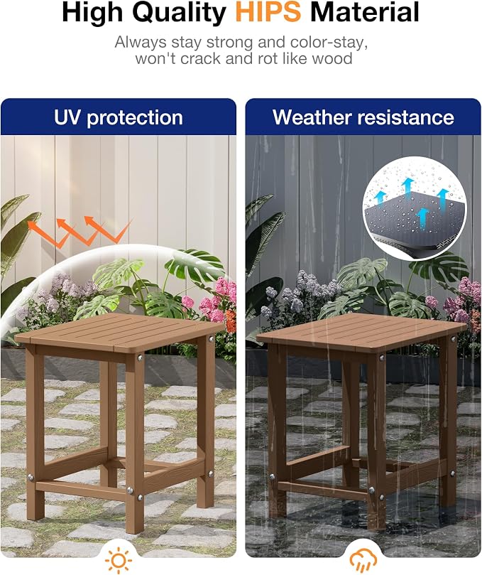 YEFU Outdoor Side Table for Patio: 16" HIPS Weather - Image 5