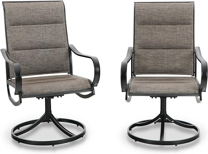 PHI VILLA Outdoor Swivel Patio Dining Chairs Set of 2, All Weather Patio Chair by PHIVILLAThepioneerofcomfortablehouseholdsupplies