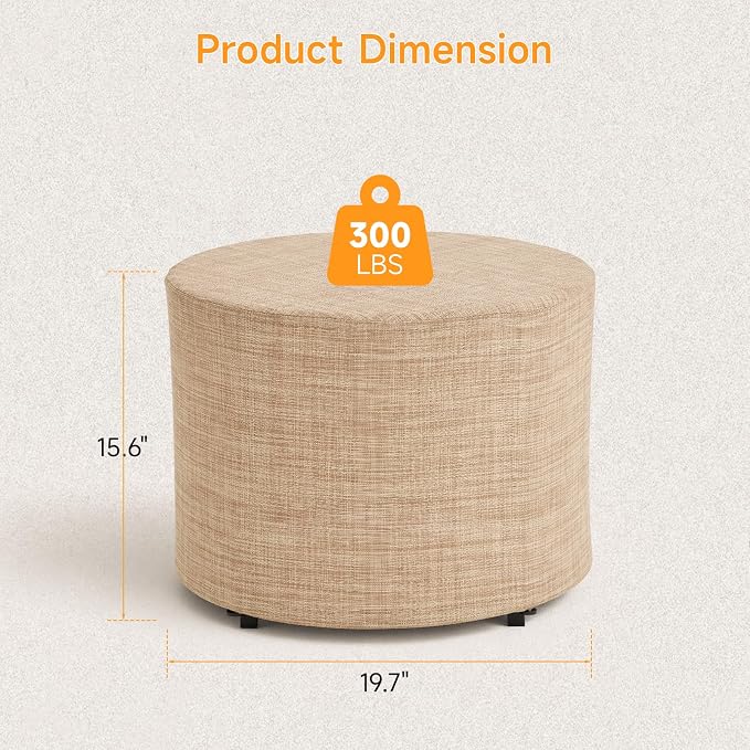 ONBRILL Outdoor Round Ottoman, All Weather Outdoor Footstool - Image 3