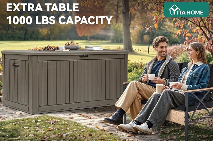 YITAHOME 260 Gallon Extra Large Deck Box, Double-Wall Resin Outdoor Storage Box - Image 2