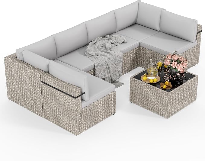 7-Piece Outdoor Sectional Sofa Set, Weather-Resistant Patio Furniture Set - Image 9