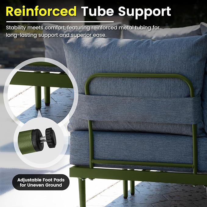 Sundale Outdoor 9 Pieces Patio Furniture Set, U-Shaped Outdoor Sectional Sofa - Image 6