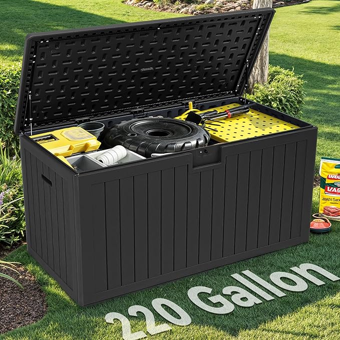 YITAHOME 200 Gallon Extra Large Deck Box, Double-Wall Resin Outdoor Storage Box - Image 2