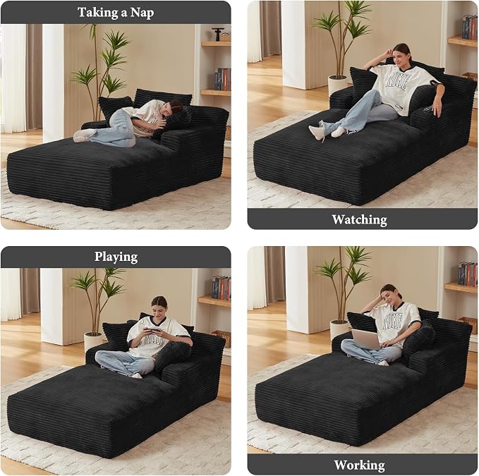 78.7" Chaise Lounge Chair Indoor, Oversized Boneless Couch Comfy Upholstered - Image 6