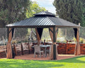 PURPLE LEAF 12' X 14' Outdoor Hardtop Gazebo Permanent Outside Heavy Duty Sun by PURPLELEAF