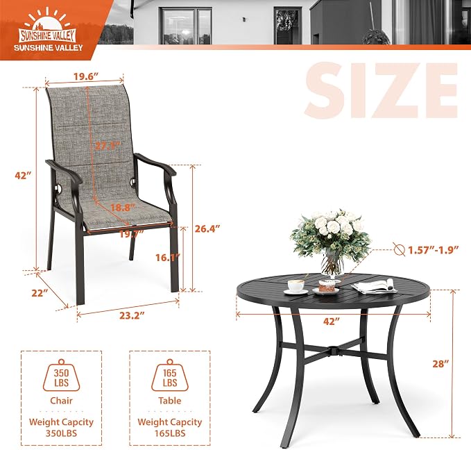 5 Piece Patio Dining Set for 4, Outdoor Table and Chairs Set - Image 6