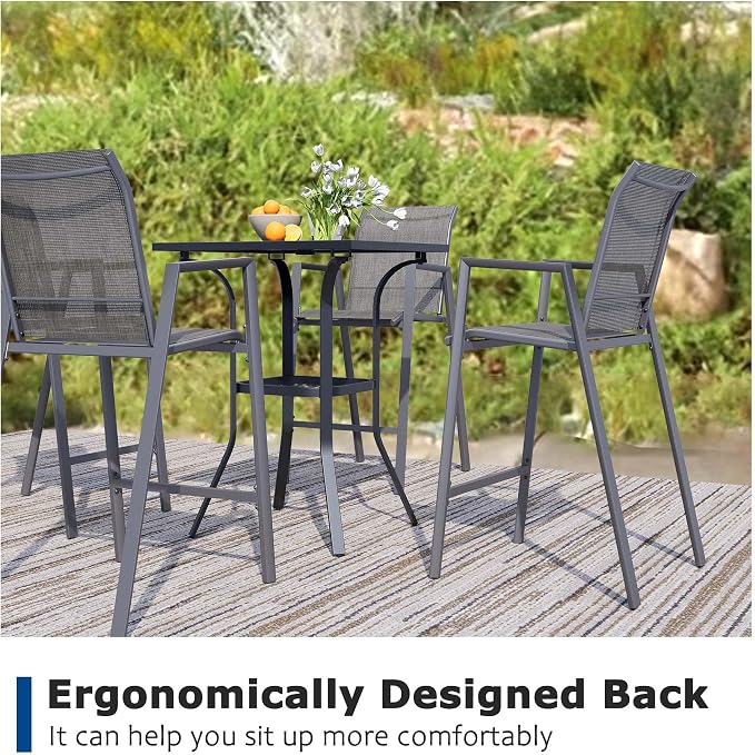 Outdoor Bar Stools Set of 6, Bar Height Chairs - Image 3