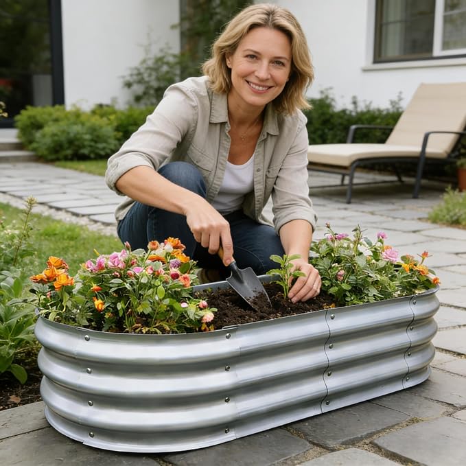 Gardmax 2 Pack Galvanized Raised Garden Bed, Lightweight Planter Boxes Outdoor - Image 8