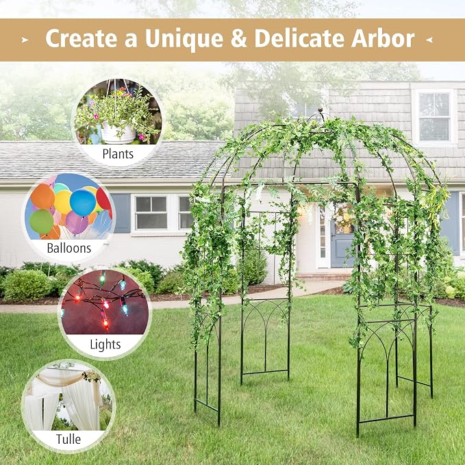 Moccha Birdcage Shape Garden Arch, 8.4’ H x 7’ W Pergola Pavilion Arch - Image 4