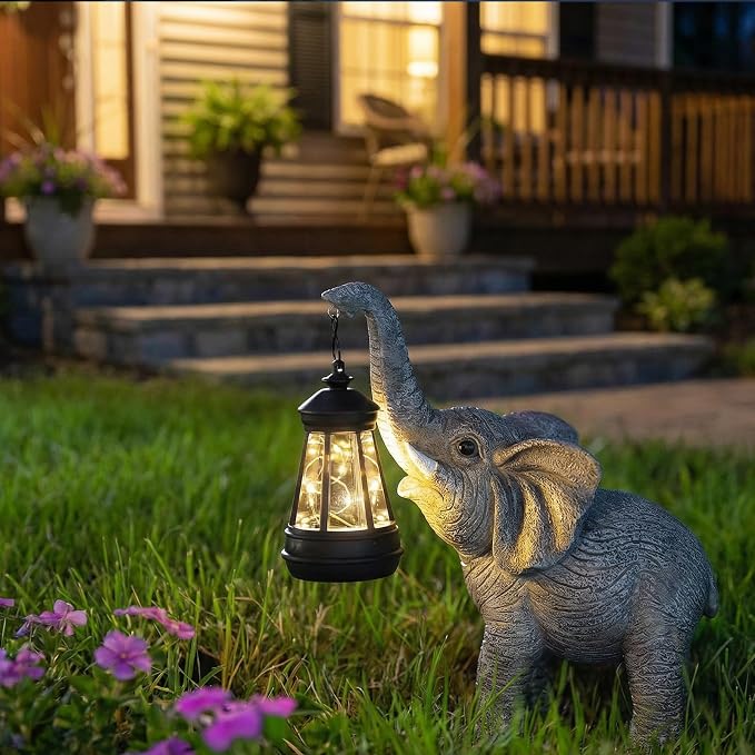 Solar Garden Statue Lights Elephants Figurine - Image 3