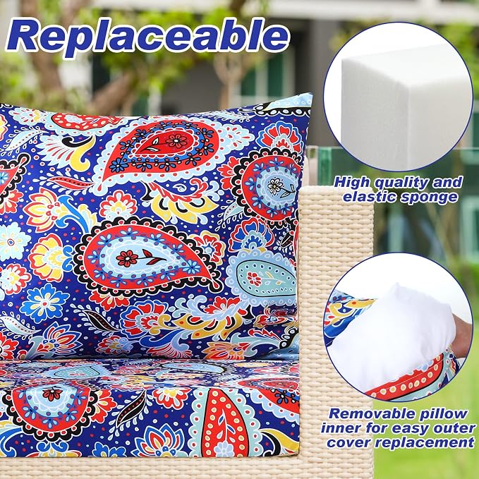 Hoteam 4 Set Outdoor Chair Patio Cushions 20 x 20 Inch Deep Seat Waterproof - Image 4