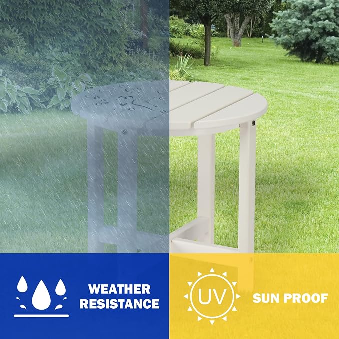 Beach Outdoor Side Table with 2 Layer Storage, Plastic Waterproof and UV - Image 7