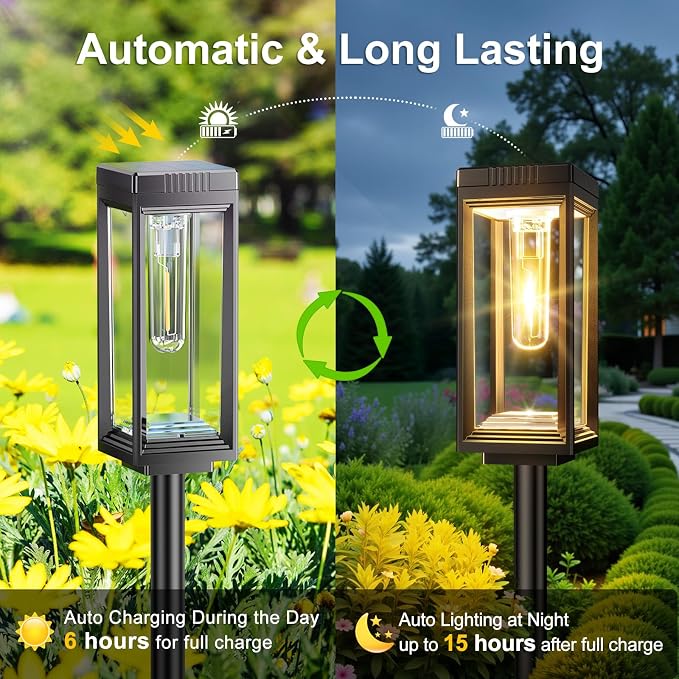 WdtPro Bright Solar Pathway Lights Outdoor, 8 Pack Solar Powered Garden Lights - Image 4