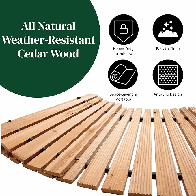 Plow & Hearth 4' Curved Outdoor Wooden Pathway | 17" Wide Rollout Outdoor - Image 4