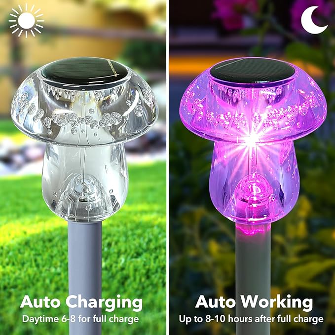 Solar Lights Outdoor, 16 Pack Mushroom Lights Outside Waterproof, Solar Powered - Image 6