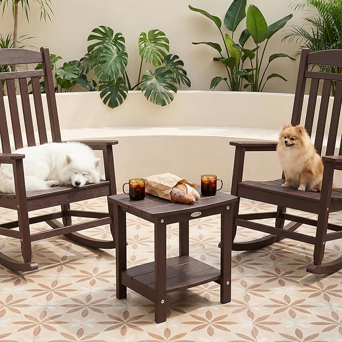 Y&M Outdoor Side Table, HIPS Adirondack Small Double Layer Table, Waterproof - Image 6