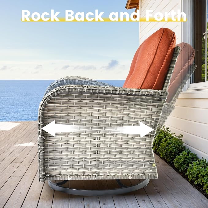 Outdoor Sectional Patio Furniture Set, 8 Pieces Wicker Conversation Sets L - Image 5
