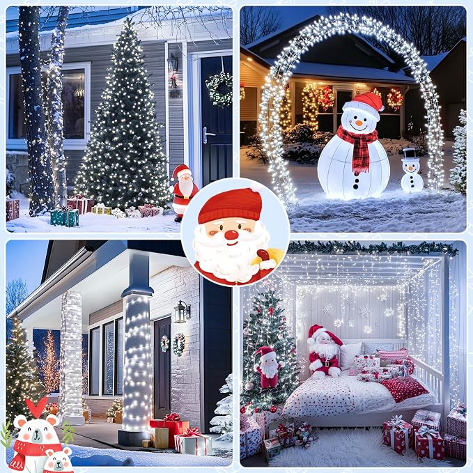 JMEXSUSS 132 ft 400 LED White Christmas Lights Indoor Outdoor Waterproof - Image 4