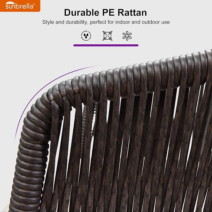 PURPLE LEAF Counter Height Bar Stool Set of 4 Woven Rattan Counter Stool Bar - Image 7
