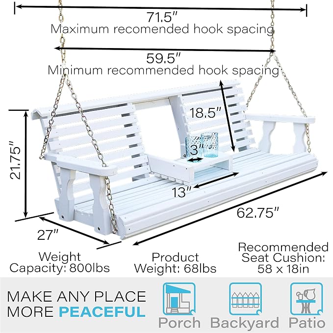 Porchgate Amish Heavy Duty Console Porch Swing - Image 5