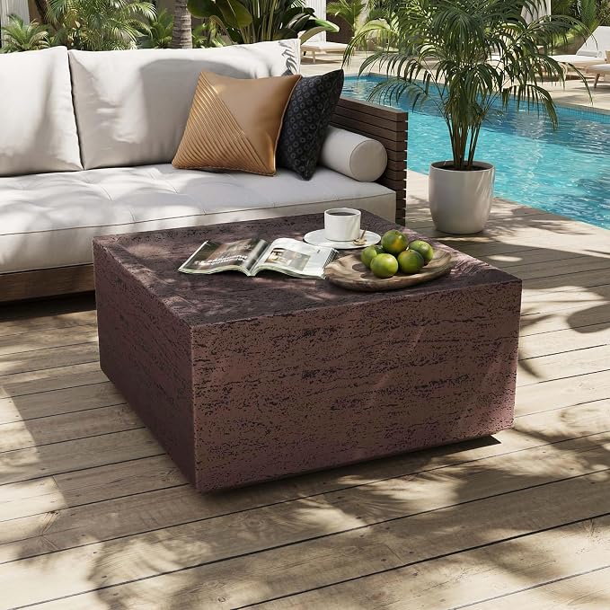 UPHA Outdoor Square Coffee Table, Small Modern Minimalist Accent Tables - Image 5