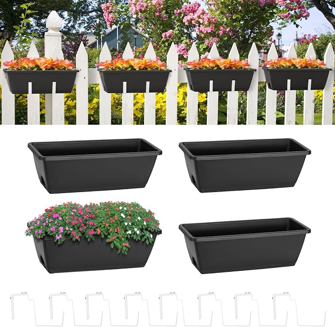 smusei Railing Planter Box 4 Pack Window Boxes Planters by smusei