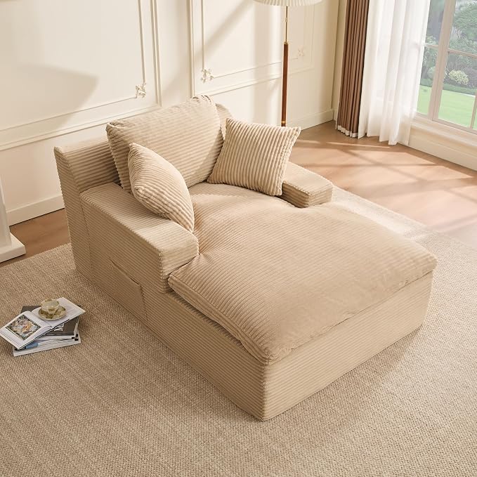 63" Chaise Lounge Chair Indoor, Set of Convertible Sleeper Sofa Couch - Image 9