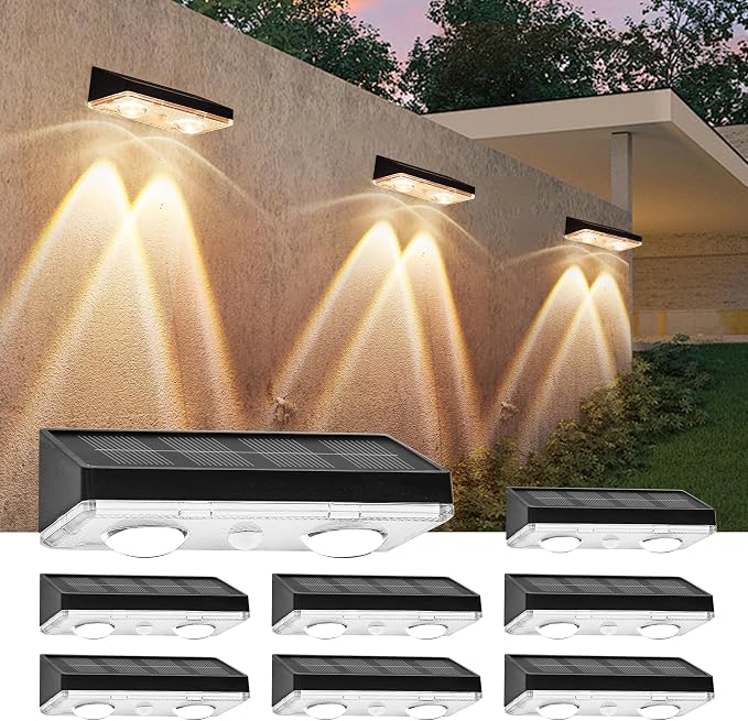 Solar Fence Lights Outdoor 8 Pack – Warm White by Unknown