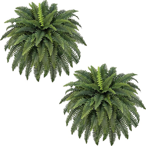 42" Artificial Boston Fern Large Bush Plants, 2 Bundles of Fake Ferns by ForestPrince