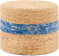 Handwoven Water Hyacinth Ottoman Pouf, Round Outdoor Footstool by LGENHOOMHandwovenNaturalWaterHyacinthBasket