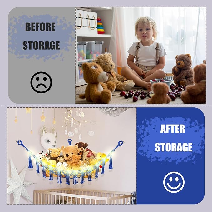 Stuffed Animal Hammock with LED Light, Large Stuffed Animals Storage Corner - Image 4