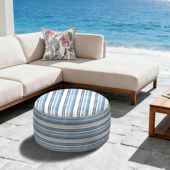 LVTXIII Outdoor Inflatable Ottoman, Fade-Resistant Round Footrest Stool D31”x - Image 2
