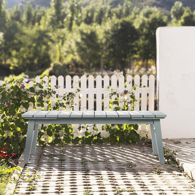 VINGLI Outdoor Wooden Bench, 45” 2-Person Backless Dining Bench, Weatherproof - Image 6