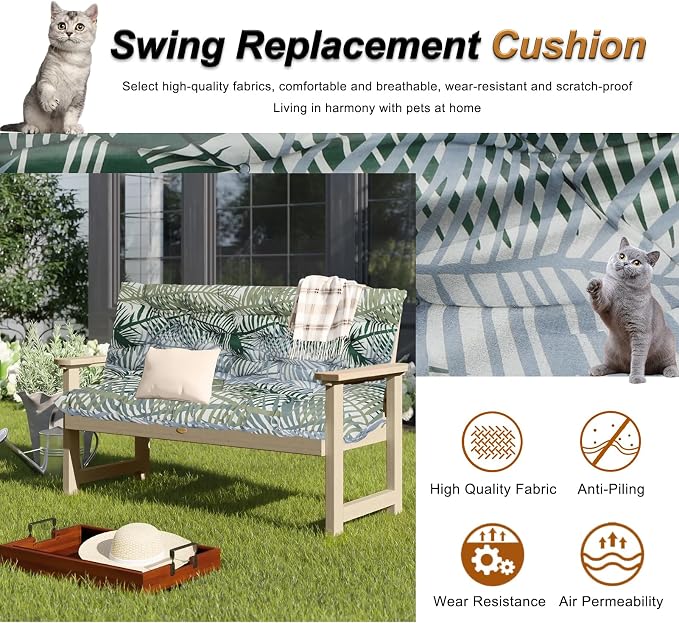 2-3 Seat Swing Replacement Cushion, Outdoor Bench Cushions - Image 2