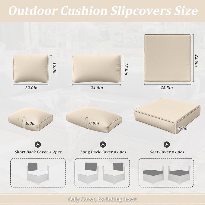 14 Pcs Outdoor Cushion Slipcovers Outdoor Patio Cushion Covers Replacement - Image 3