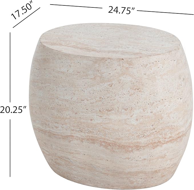 Christopher Knight Home Jayme 20.25" Indoor Outdoor Oval Accent Side Table - Image 2