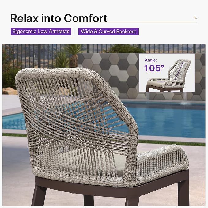 PURPLE LEAF Patio Counter Height Bar Stools 24" H Set of 4 Modern Rattan Bar - Image 8