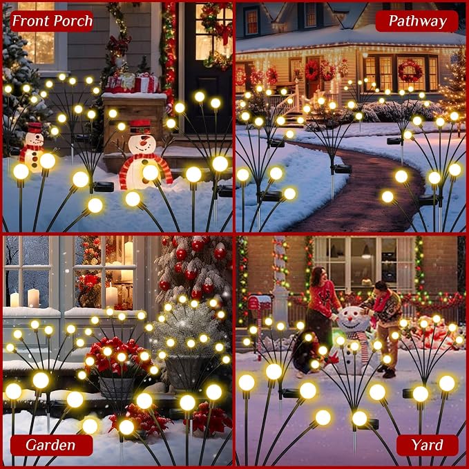 Solar Garden Lights Outdoor, 10 Pack 60 LED Solar Firefly Lights, Swaying - Image 9
