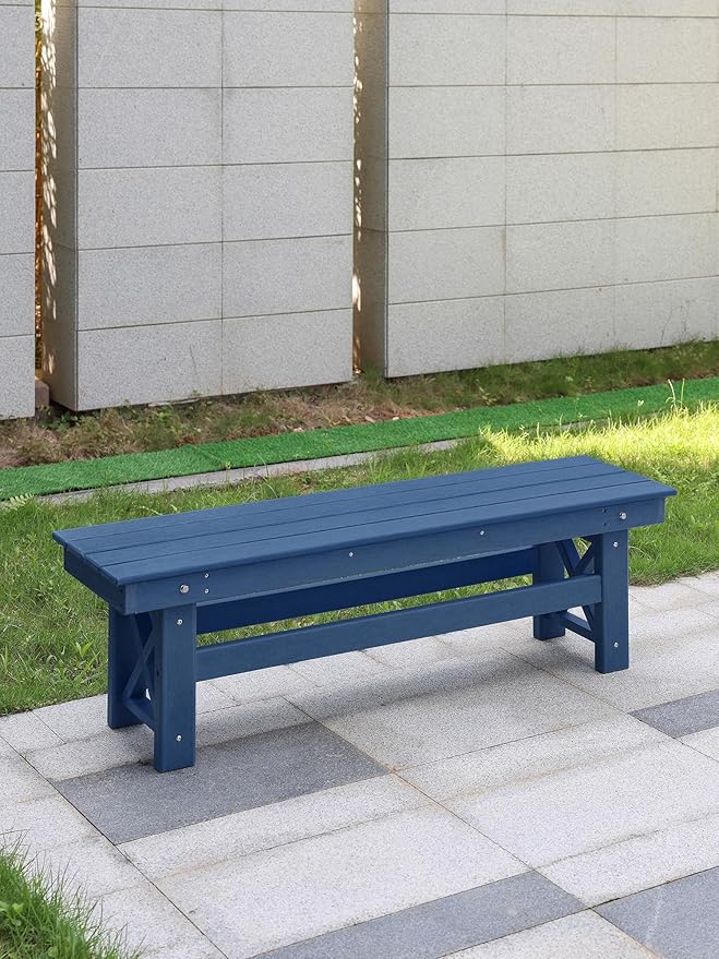 HDPE Outdoor Bench, Poly Lumber Adirondack Benches, All Weather HDPE Garden - Image 4