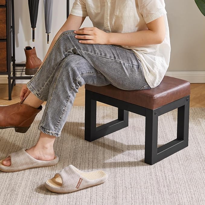 IBUYKE 16 Inch Small Foot Stool Ottoman, Rectangle PU Faux Leather Foot Rest - Image 2