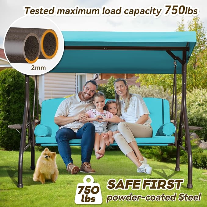 3 in 1 Patio Swing with Adjustable Canopy - Image 3