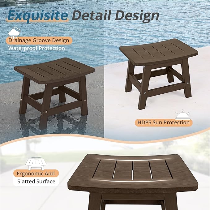 LUE BONA Outdoor Adirondack Ottomans, Footrest Footstool Set of 2, Outdoor Foot - Image 5