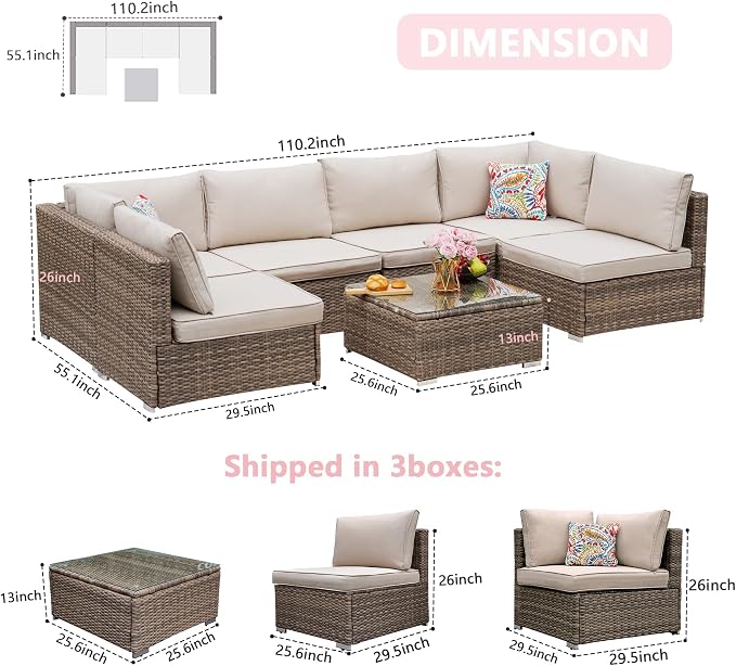 7 Pieces Patio Furniture Set - Image 3
