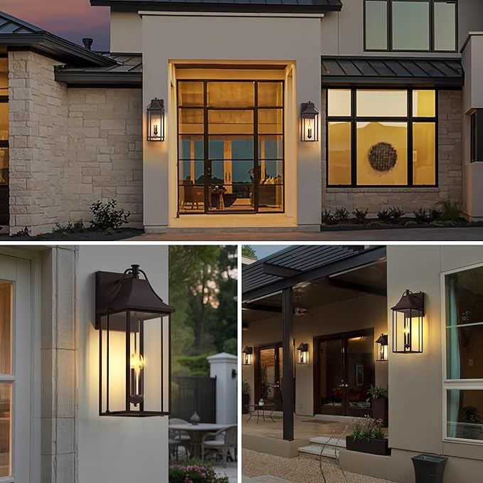 - Dusk to Dawn Outdoor Wall Light, Large Size Waterproof Patio - Image 5