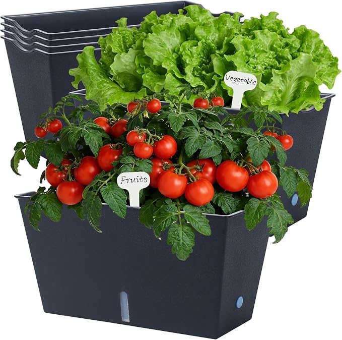 Window Box Planter 6 Pcs, 12.1 Inches Self Watering Plant Pots Rectangle Flower by Oliz
